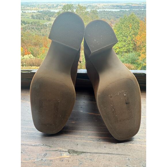 Steve Madden Romney Chestnut Brown Suede Block Heel 7 Like New pull on leather - Picture 8 of 11